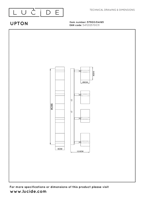 Lucide UPTON - Spot plafond - 4xGU10 - Fumé - technique
